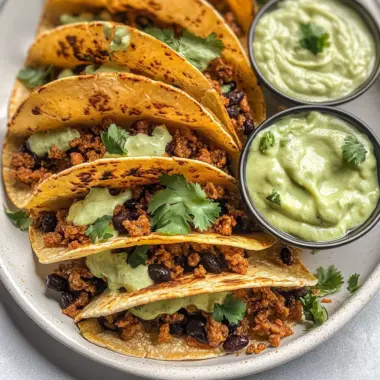 Baked Ground Turkey + Black Bean Tacos