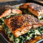Blackened Salmon Stuffed with Spinach & Parmesan