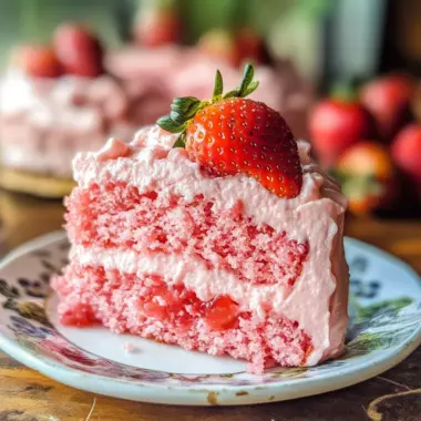 Fresh Strawberry Cake with Strawberry Cream Cheese Icing