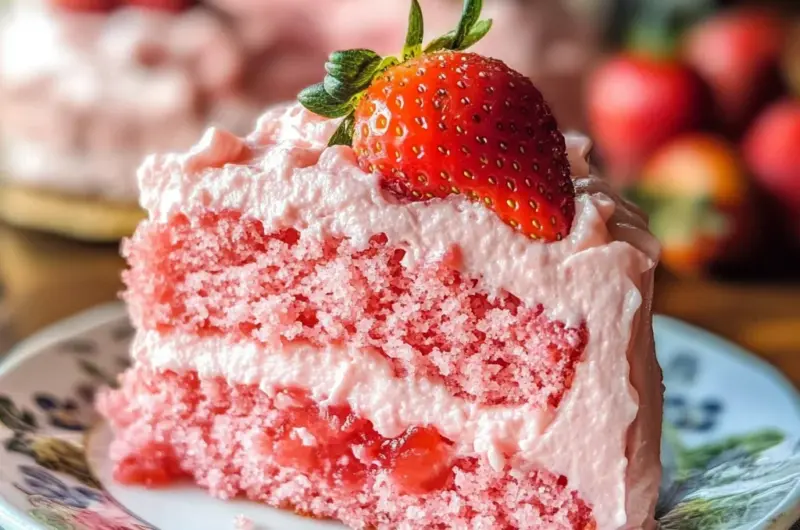 Fresh Strawberry Cake with Strawberry Cream Cheese Icing
