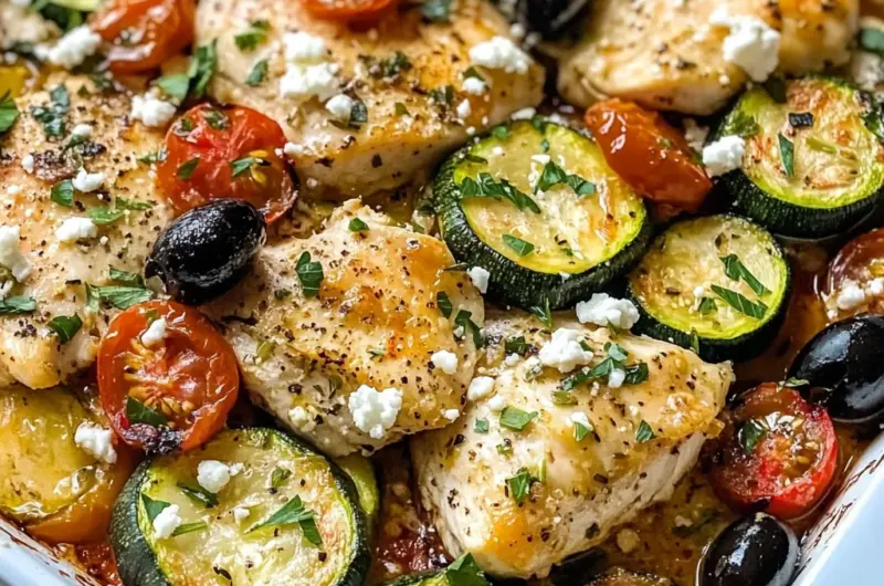 Mediterranean Chicken Zucchini Bake