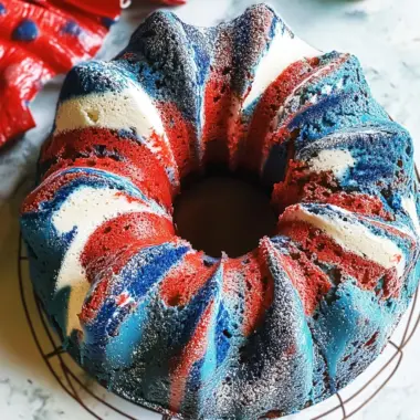 Red, White, and Blue Marble Cake