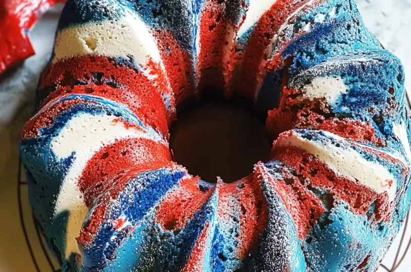 Red, White, and Blue Marble Cake