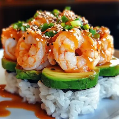 Spicy Shrimp Sushi Stacks