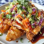 Asian Crunch Chicken Salad on Crispy Egg Roll Base