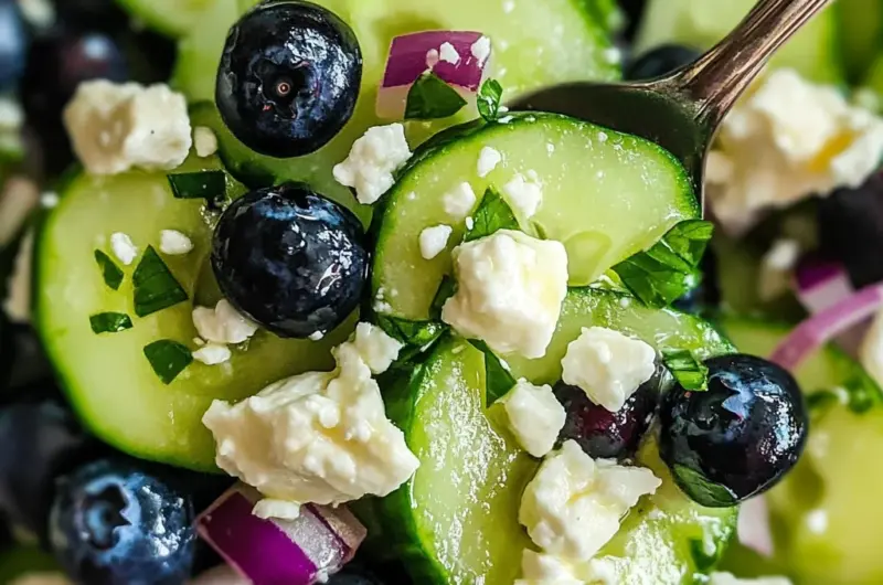 Cucumber Salad with Blueberries and Feta Cheese