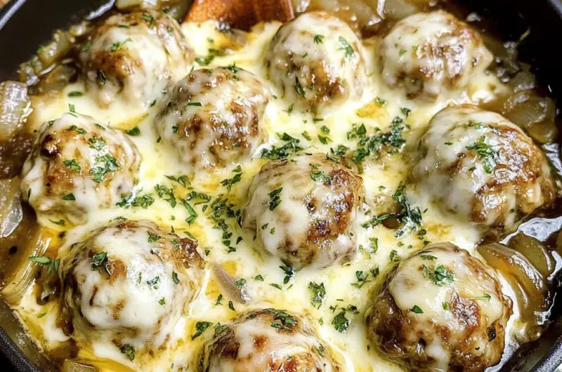 French Onion Chicken Meatballs