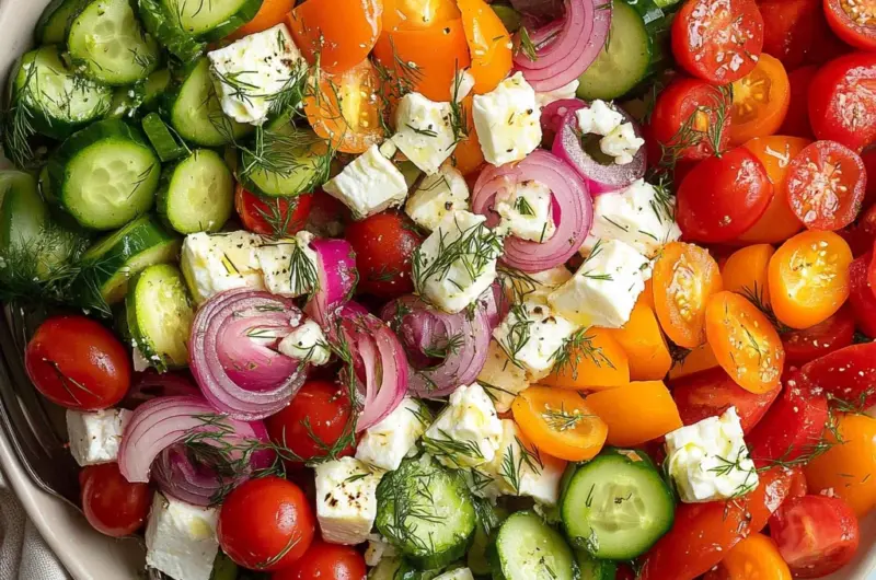 Mediterranean Chopped Salad with Pickled Red Onion and Feta