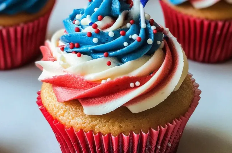 Red White and Blue Patriotic Cupcakes