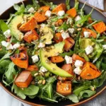 Roasted Sweet Potato & Arugula Salad with Tahini Dressing