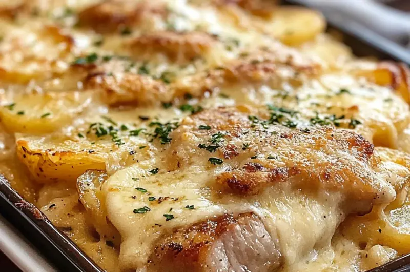 Smothered Pork Chop Scalloped Potato Casserole