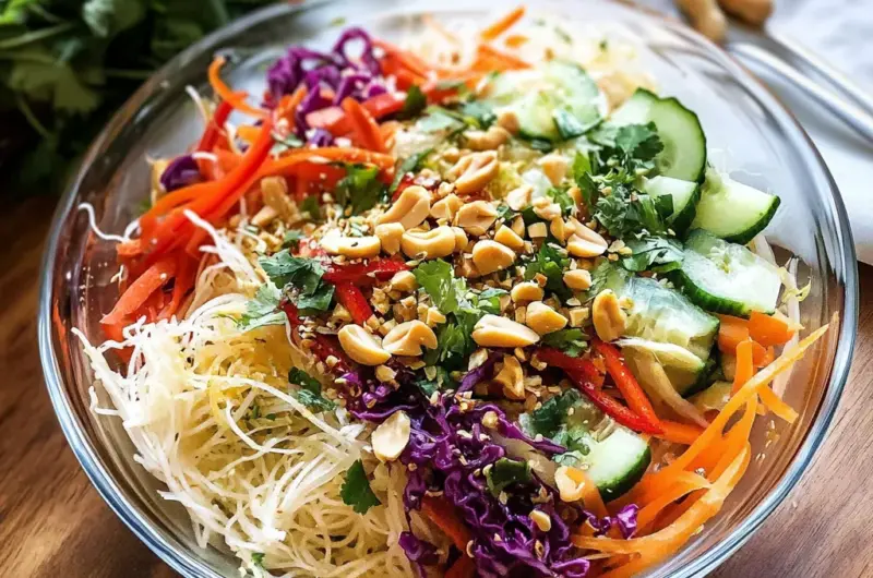 Spring Roll Salad with Spicy Ginger Dressing