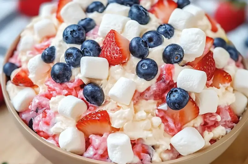 Red, White, and Blue Cheesecake Salad