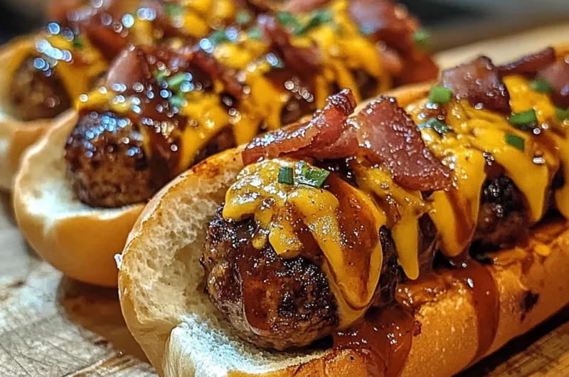 Bourbon BBQ Turkey Bacon Cheeseburger Meatball Subs Ready in 30 Minutes