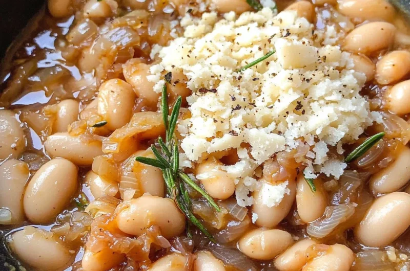 Caramelized Onion White Beans with Rosemary & Balsamic