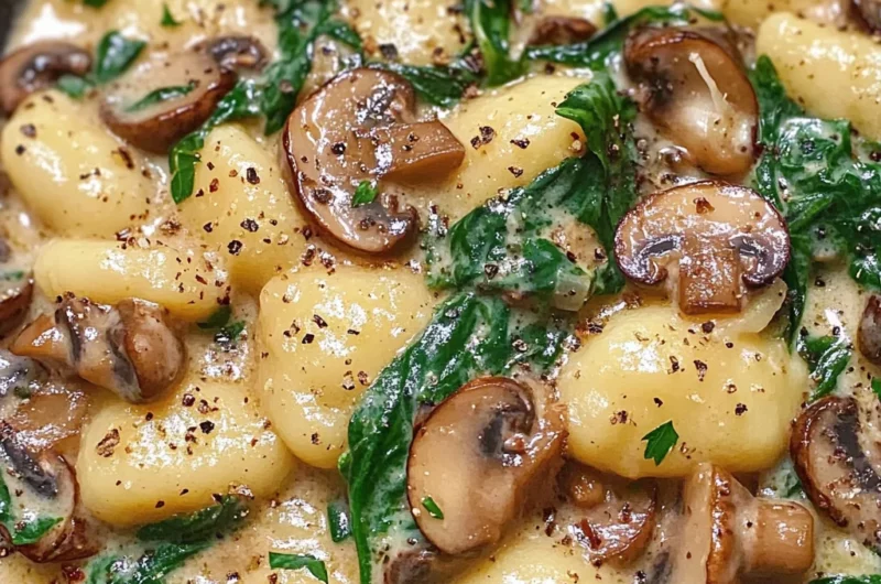 Creamy Spinach and Mushroom Gnocchi (One-Pan, 20 Minutes)