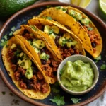 Crispy Baked Ground Turkey Tacos with Avocado Sauce