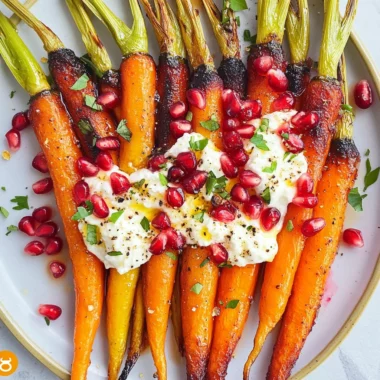 Honey Roasted Rainbow Carrots with Burrata and Pomegranate