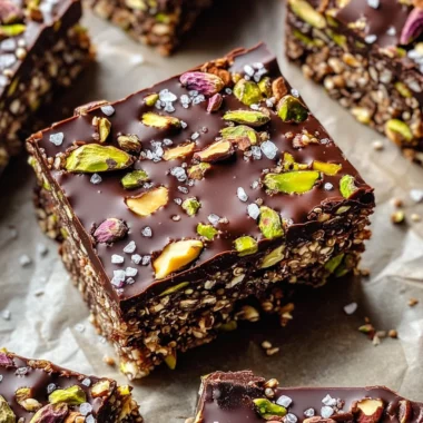Salted Dark Chocolate Pistachio Quinoa Crunch Bars