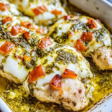 Cheesy Pesto Baked Chicken