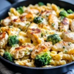 Cheesy Ranch Chicken and Broccoli Pasta Skillet