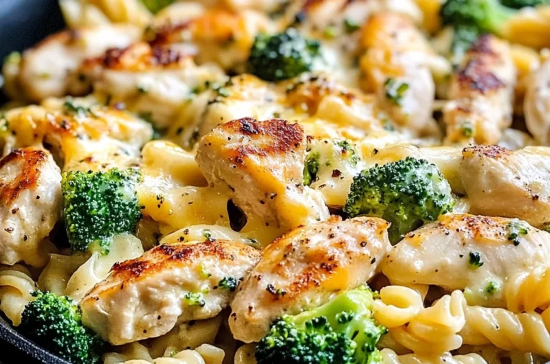 Cheesy Ranch Chicken and Broccoli Pasta Skillet