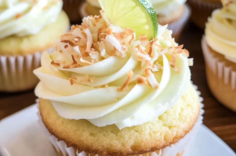 Coconut Cupcakes with Lime Buttercream Frosting