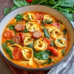 Easy Sausage Spinach Tortellini Soup