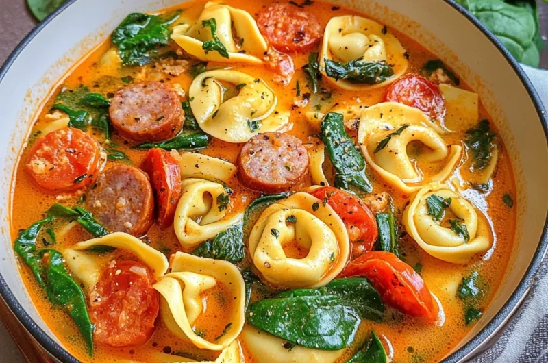 Easy Sausage Spinach Tortellini Soup