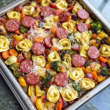 Easy Sheet Pan Tortellini and Kielbasa