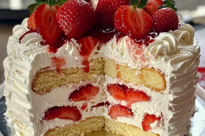Fluffy and Moist Strawberry Cream Cake