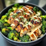 Grilled Chicken & Broccoli Bowls with Creamy Garlic Sauce Recipe