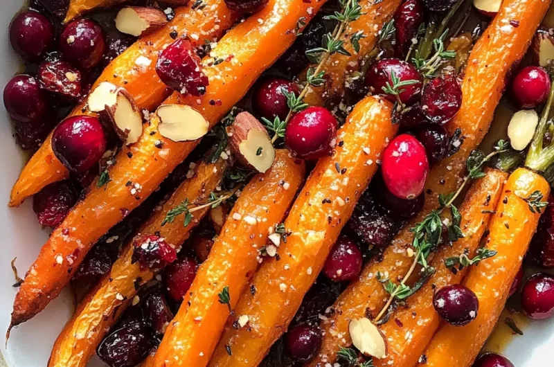 Maple roasted carrots with cranberries