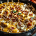 Sizzling Bacon Cheeseburger Queso Dip