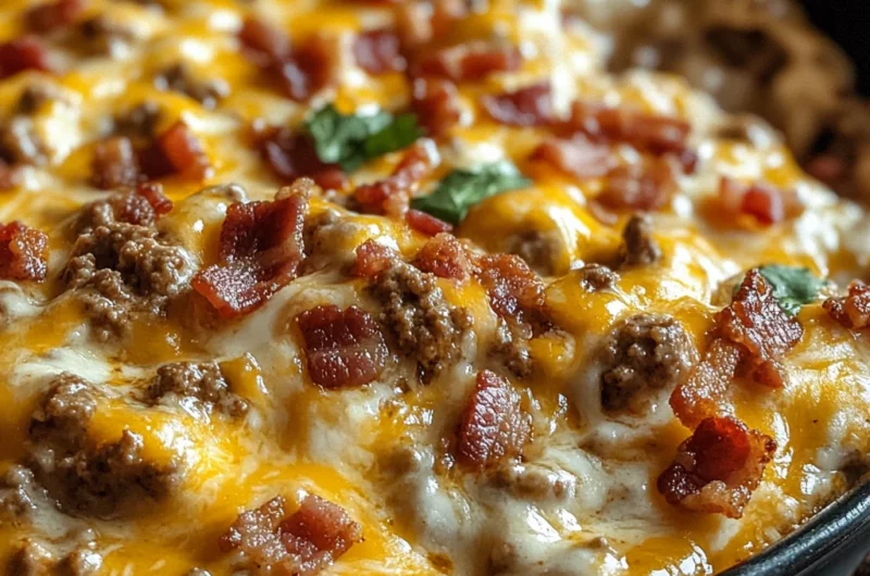 Sizzling Bacon Cheeseburger Queso Dip