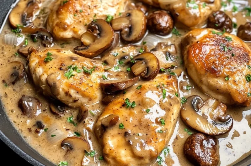 Skillet Chicken and Mushroom Wine Sauce