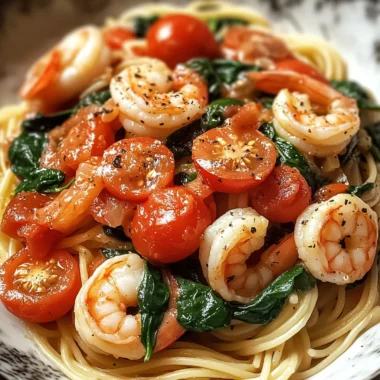 Tomato Spinach Shrimp Pasta