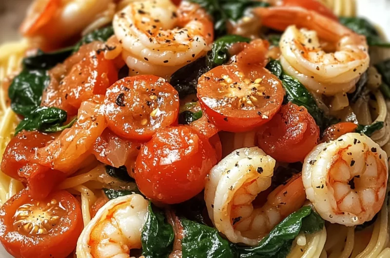 Tomato Spinach Shrimp Pasta