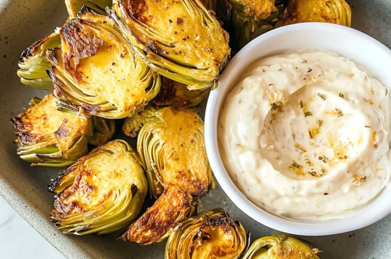 Air Fryer Artichoke Hearts with Garlic Aioli (Keto and Low Carb)