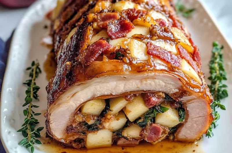 Apple & Bacon Stuffed Pork Loin Roll (video)