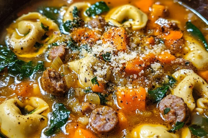 Autumn Tortellini Soup with Sausage