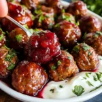 Cranberry Meatballs with Sour Cream Herb Dip