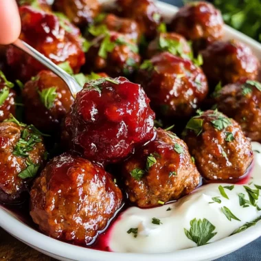 Cranberry Meatballs with Sour Cream Herb Dip