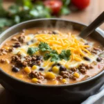 Creamy Cheesy Ground Beef Taco Soup Recipe