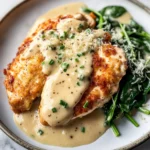 Crispy Parmesan Chicken with a Rich Garlic Sauce - Easy Dinner Idea