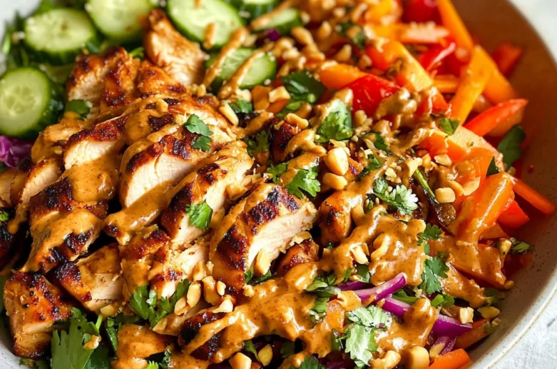 Crunchy Thai Chicken Salad with Peanut Dressing