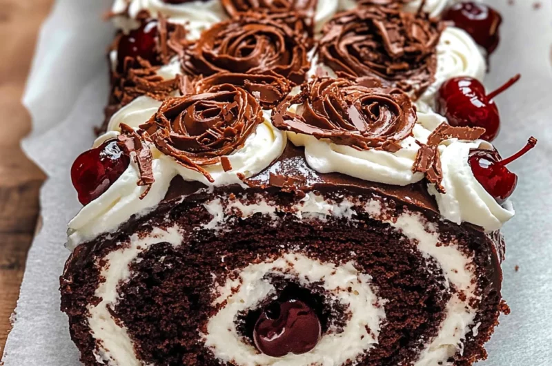 Elegant Black Forest Cake Roll