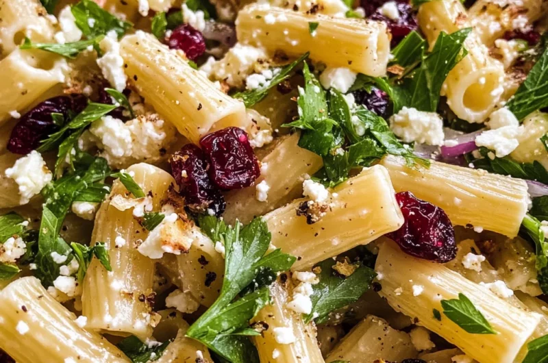 Feta & Cranberry Rigatoni Salad with Lemon Vinaigrette