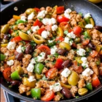 Mediterranean Keto Ground Chicken Skillet with Olives and Feta