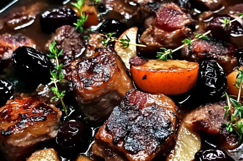 Pork Stew with Bacon, Apples, and Prunes